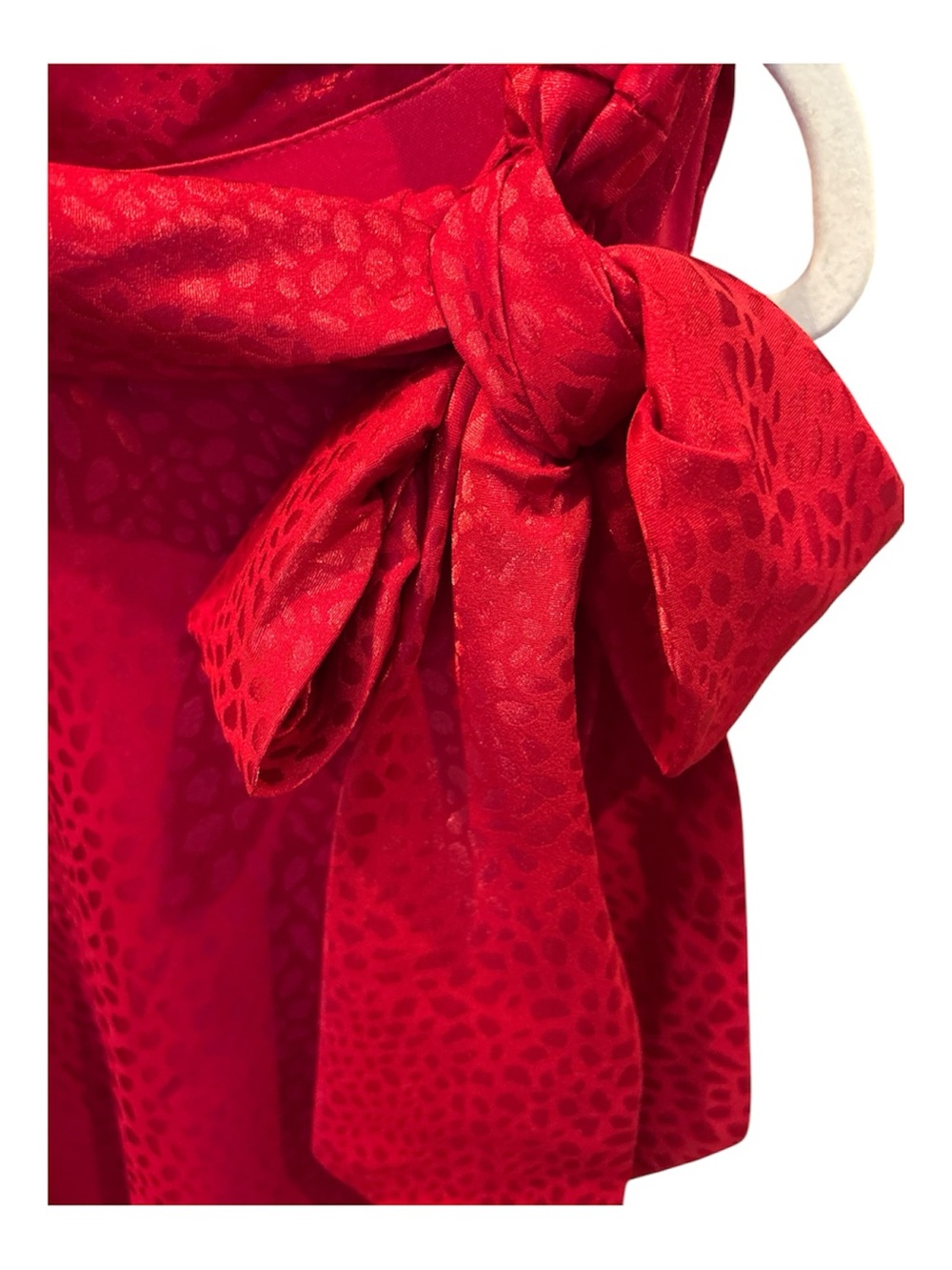 Robbie Bee Red Bow-Shoulder Layered Ruffle Dress - Picture 3 of 5